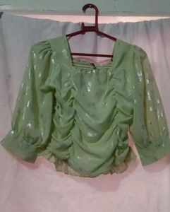 Green Sheer Ruched Top