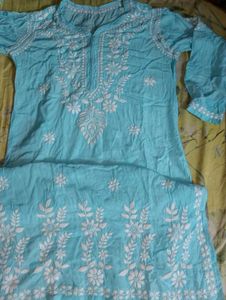 Light Blue Embroidered Kurta