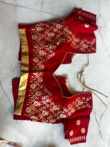 Elegant Orange Saree with stitched blouse