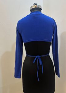 Blue Long Sleeve Crop Top