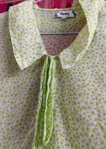 Fresh Green Floral Sleeveless Shirt