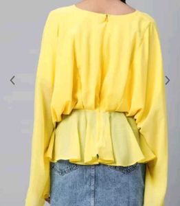 SASSAFRAS Yellow Batwing Sleeves GeorgetteEmpire T