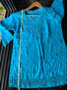 Blue chikankari short kurta
