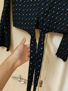 Dressberry Trendy Print Black Crop Top Ov