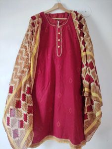 Kurta Salwar Dupatta Suit Set For Women, 46inch