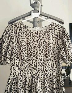 Korean Printed Puff Sleeve Dress