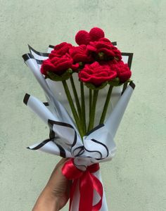 Crochet Red Rose Bouquet