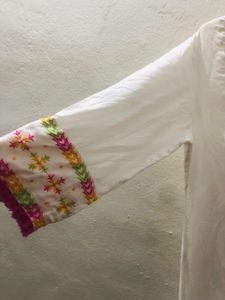Embroidered White Kurta Top