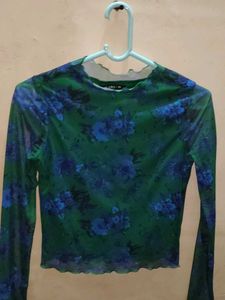 ASOS Design Mesh Floral Top