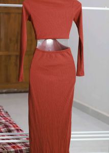 Brown Ribbed Dress