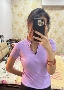 Lavender Zip-Up T-Shirt