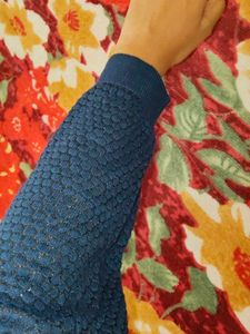 Navy V-Neck Knit Top