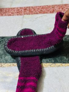 Warm Flip Flops With Socks Attached