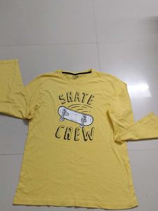 Yellow &#34;Skate Crew&#34; Graphic Print Full Sleeve