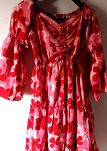 Red Flower Printed Dress