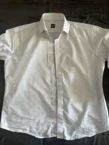 Louice Custom Made White Striped Formal Shirt .