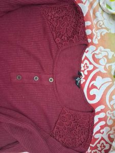 Pretty Lacy Wine Red Top🍷