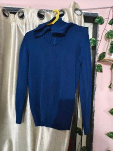 Blue Collared Knit Sweater