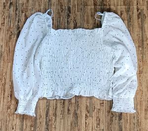 Polka Dot Puff Sleeve Top