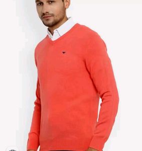 Men's Coral V-Neck Sweater