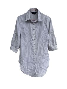 Slim-fit button up cotton shirt with stripe