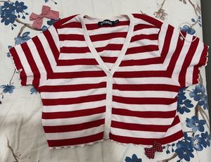 Striped Cropped Cardigan