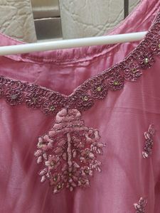 Pretty Pink Ethnic Gown With Dupatta