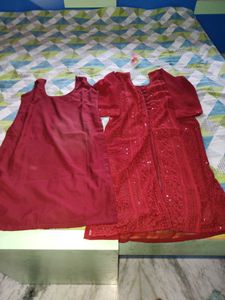 Embroidery Work Chicken Kari Kurti With inner Wear