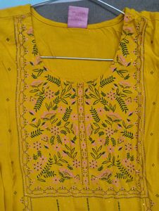 Yellow Printed Kurta