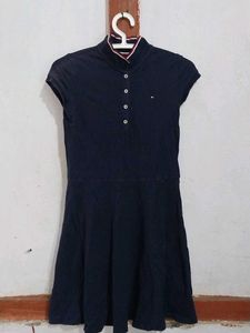 Navy Blue Mini Fit And Flare Dress