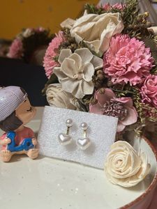 Heart Pearl Drop Earrings