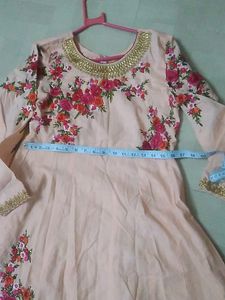 Peach Colour Anarkali Dress For Festive wear.