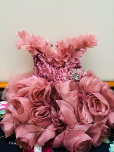Pink Flower party wear frock