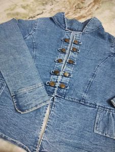Denim Tunic Top with Button Detail