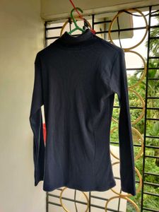 Hi-Neck Ribbed Top (Navy Blue)