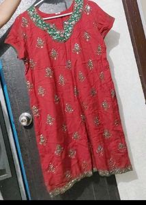sale Red Embroidered Kurta