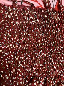Beautiful Flower Print Maroon Top