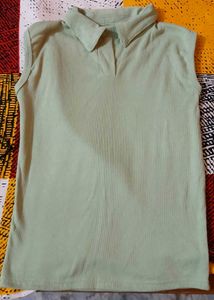 Sleeveless Polo Top