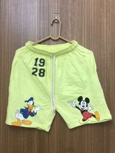 Neon Green Mickey Donald Duck Shorts