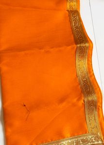 Traditional Orange Dhoti with Gold Trim
