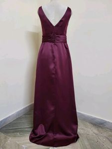Elegant Burgundy Satin Gown
