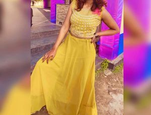 Beautiful Yellow Lehnga With Stone Work