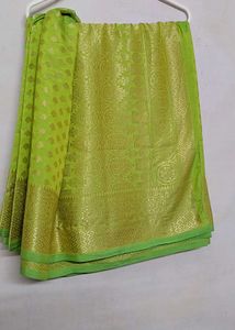 Lime Green Banarasi Silk Saree