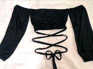 Tube Waist Drawstring Off Shoulder Top