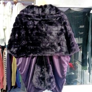 Korean  Faux Fur Poncho