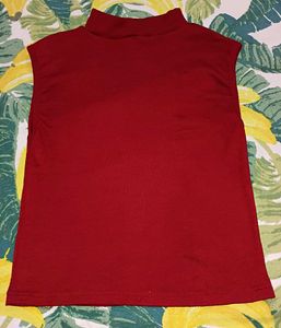 Red Mock Neck Tank