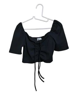 Little box Black Ruched Crop Top