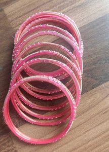 Pink &amp; Gold Beaded Bangles