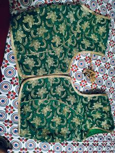 Green & Gold Embroidered Blouse
