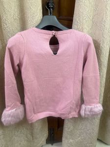Pink Sweater with Fur Cuffs